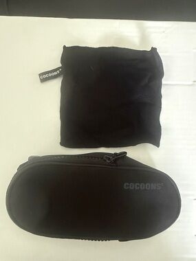 COCOONS Black Zippered Eyewear Case with Soft Cleaning Cloth.